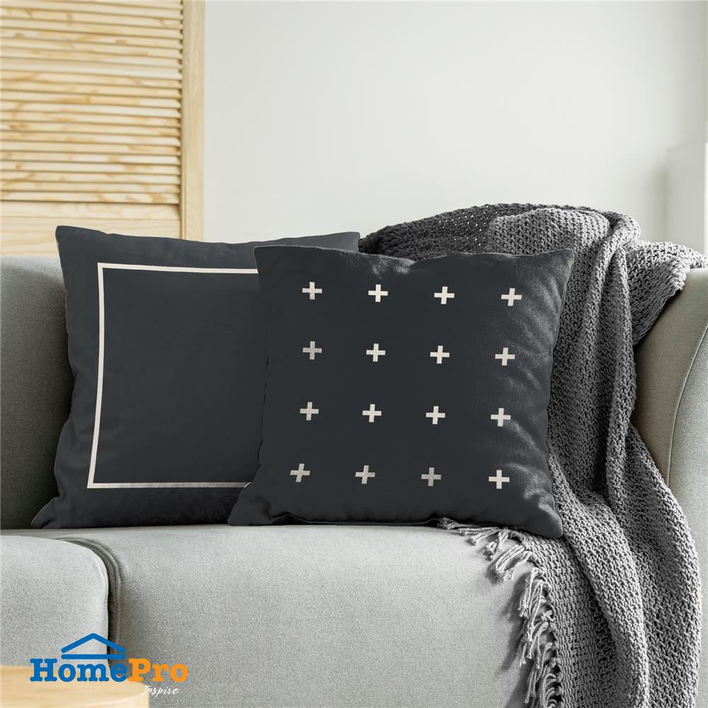 หมอนอิง HOME LIVING STYLE PLUS 18X18 นิ้ว สีดำ