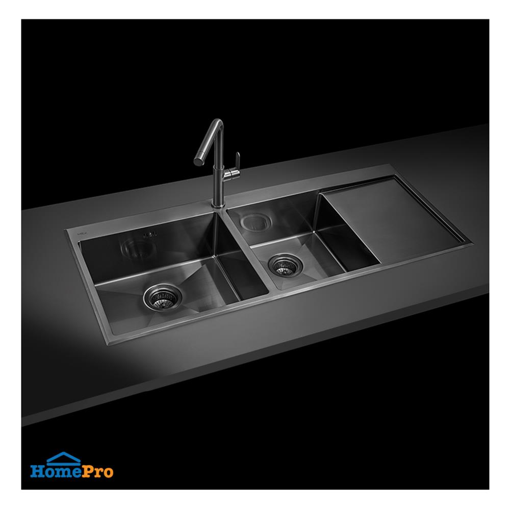 ซิงค์ฝังสแควร์ 2 หลุม 1 ที่พัก MEX SCD1202GM สีเทาดำ