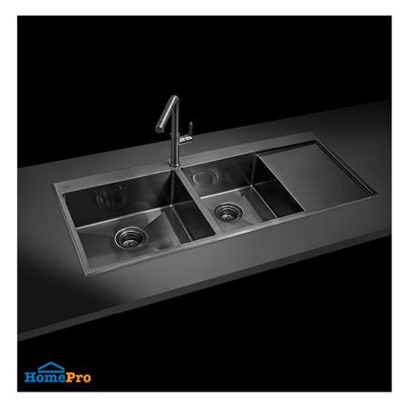 ซิงค์ฝังสแควร์ 2 หลุม 1 ที่พัก MEX SCD1202GM สีเทาดำ_2