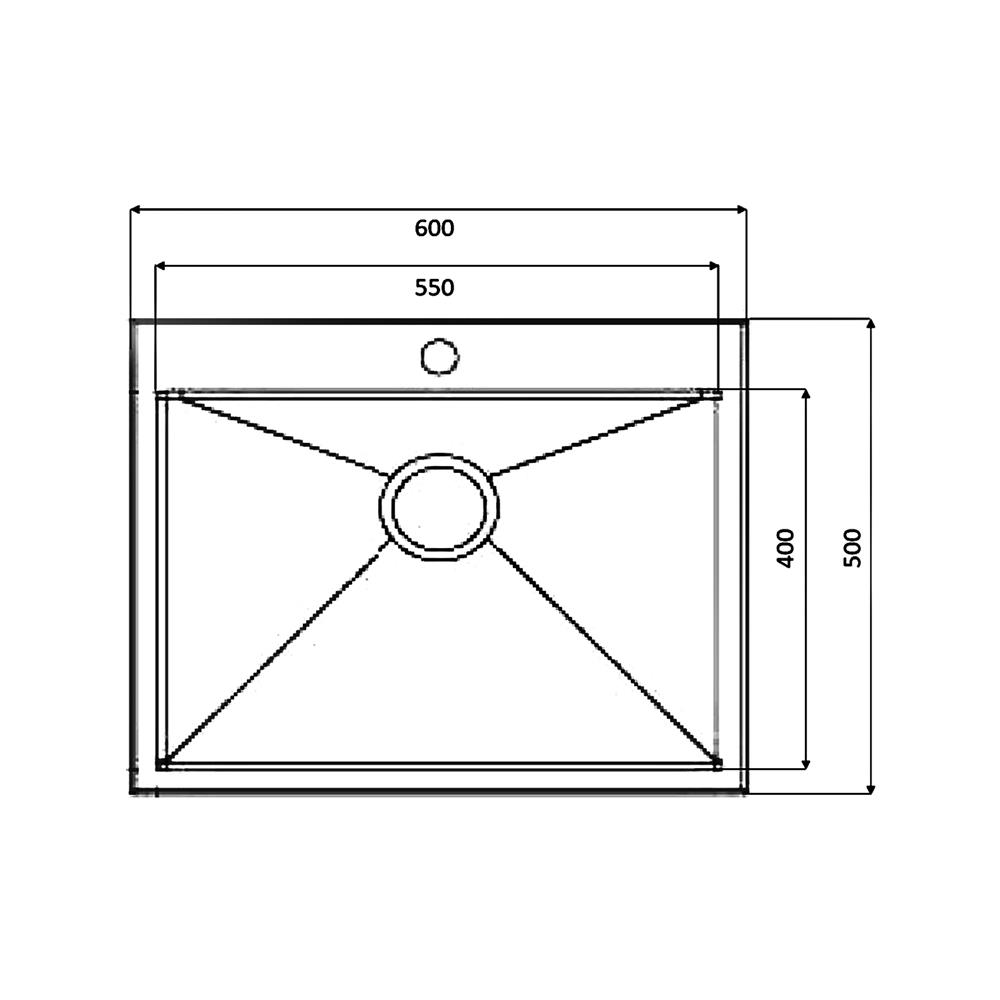 ซิงค์ฝังสแควร์ 1 หลุม MEX SC60GM สีเทาดำ