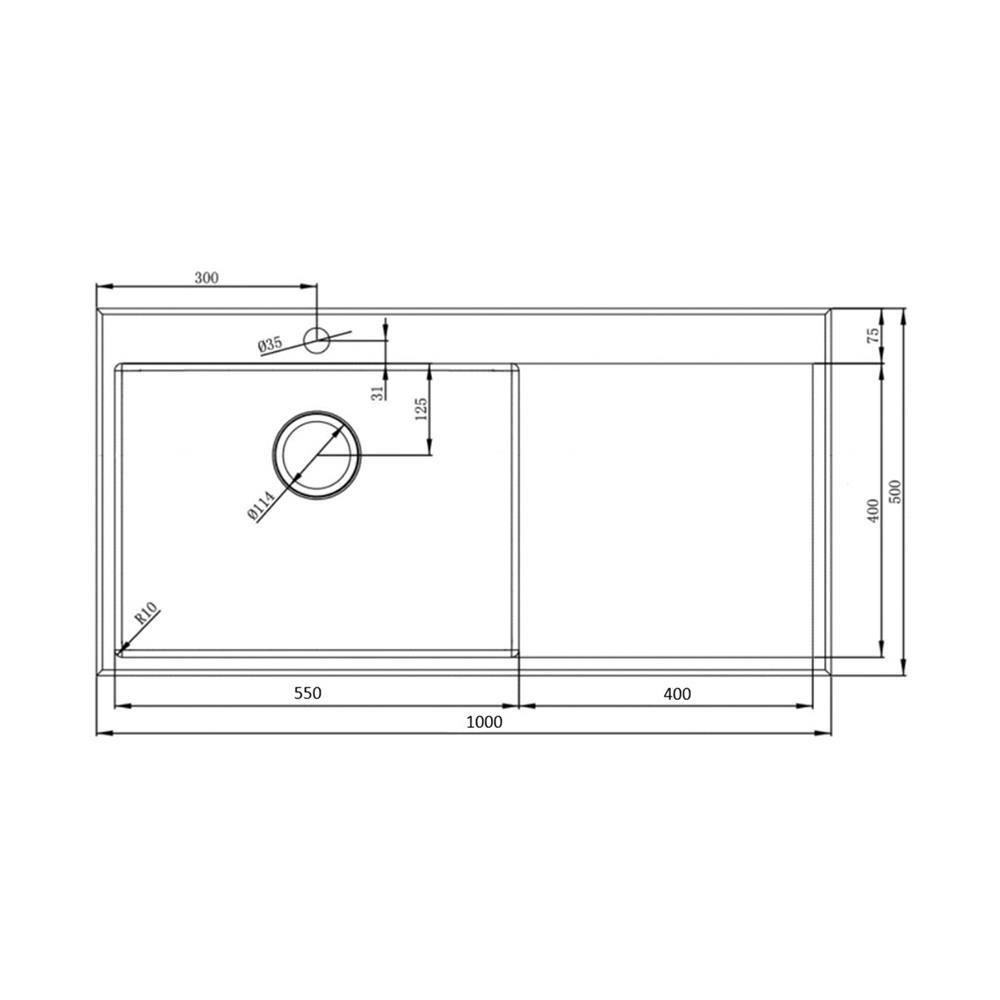 ซิงค์ฝังสแควร์ 1 หลุม 1 ที่พัก MEX SCD1001GM สีเทาดำ