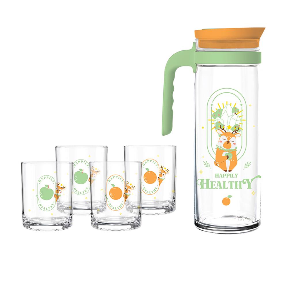 แก้วน้ำ 285 มล. พร้อมเหยือก 1.39 ลิตร OCEAN GLASS DEER DESTINY FAMILY แพ็ก 5 ใบ