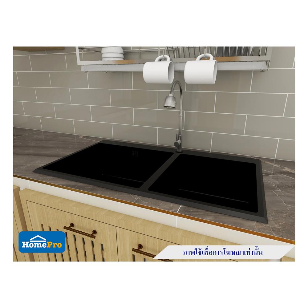 ซิงค์ฝังสแควร์ 2 หลุม MEX SC872GM สีเทาดำ