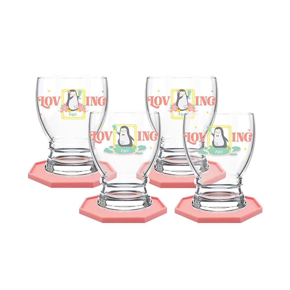 แก้วน้ำ 300 มล. OCEAN GLASS PENGUIN PASSION DRINK แพ็ก 4 ใบ