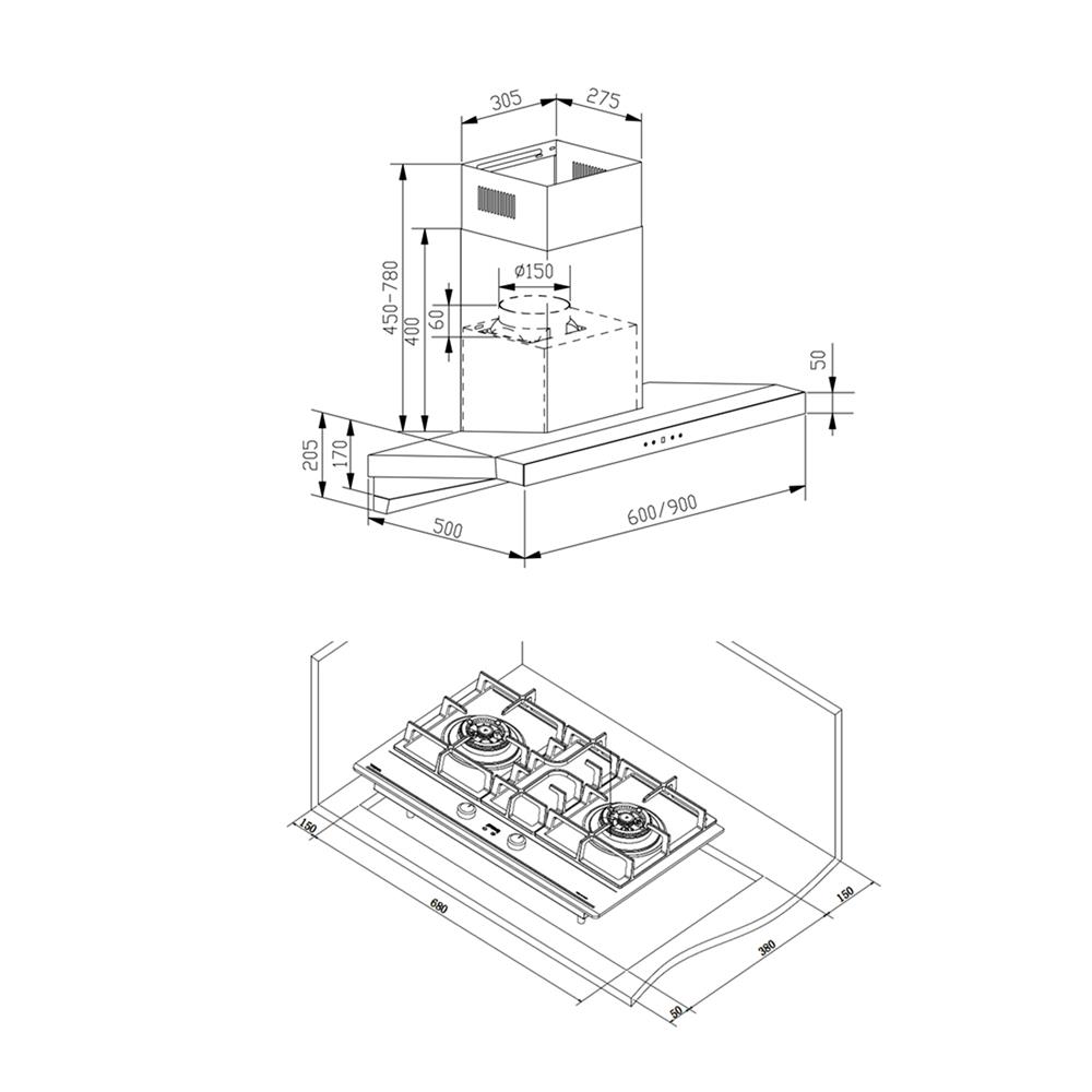 เตาฝัง+เครื่องดูดควัน TEKA GTI 78 2G+DHA 90 BK