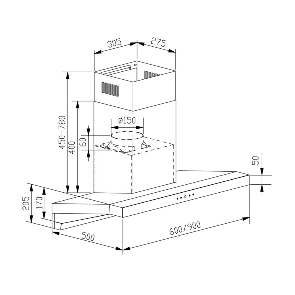 เครื่องดูดควันกระโจม TEKA DHA 90 BK 90 ซม.