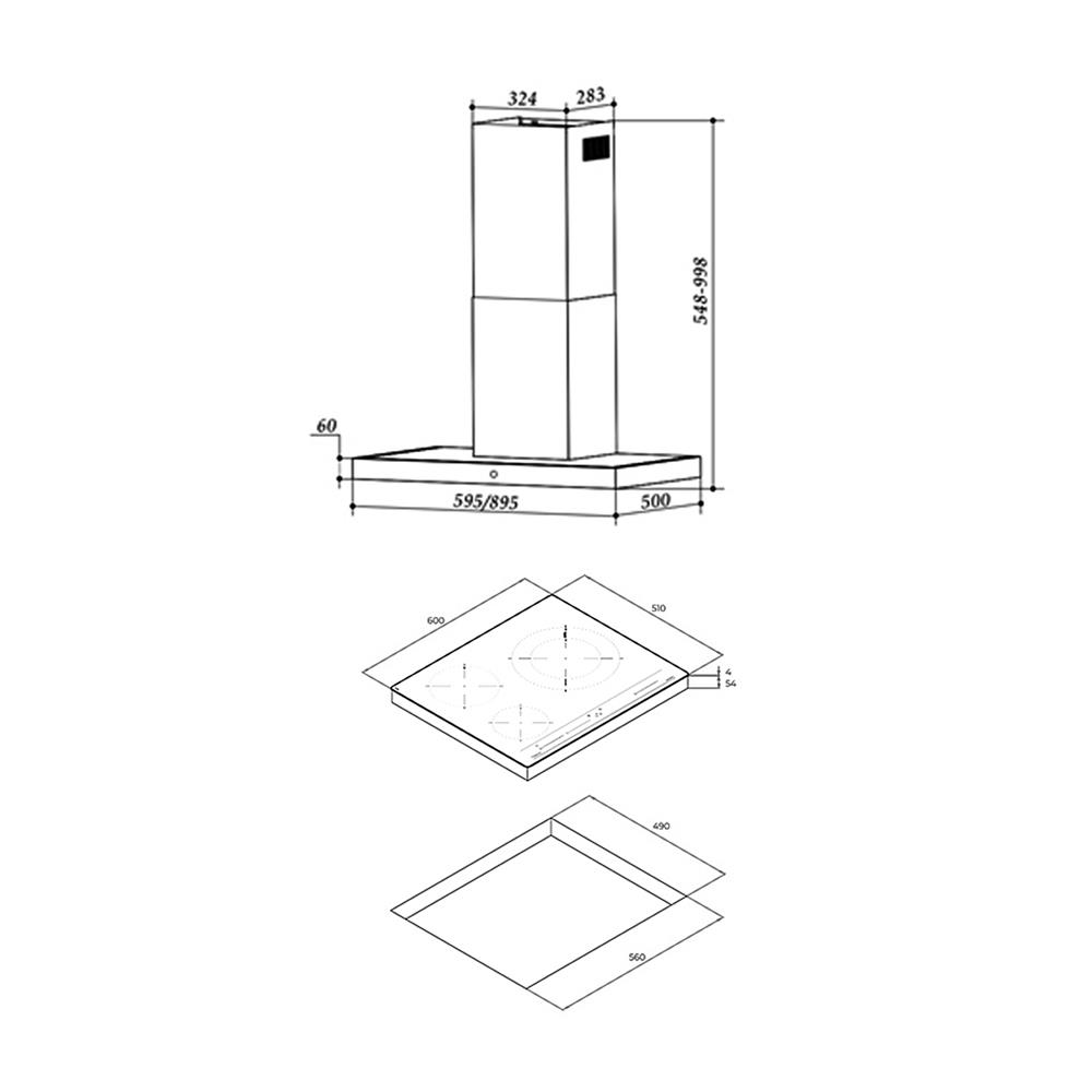 เตาฝัง+เครื่องดูดควัน LINEA IBC 63015+LDH TC 60