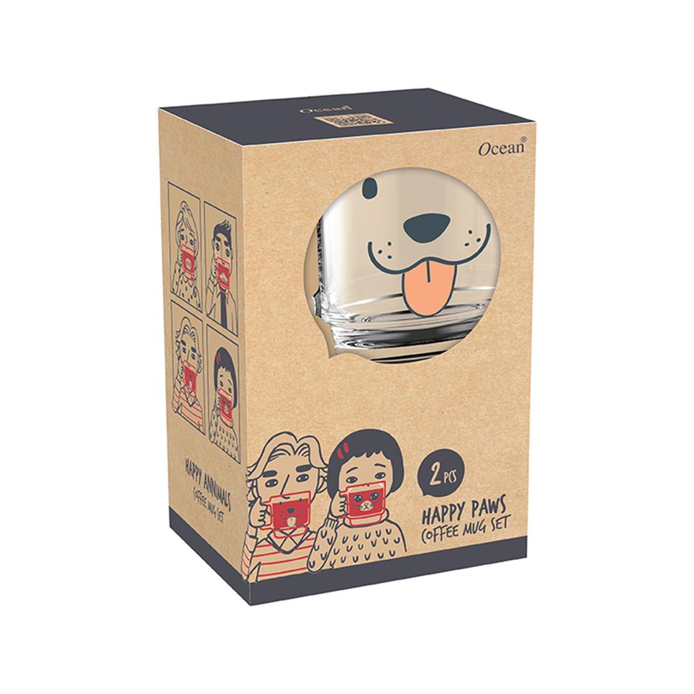 ถ้วยหู 485 มล. OCEAN GLASS HAPPY PAWS DOGGY AND KITTY แพ็ก 2 ใบ