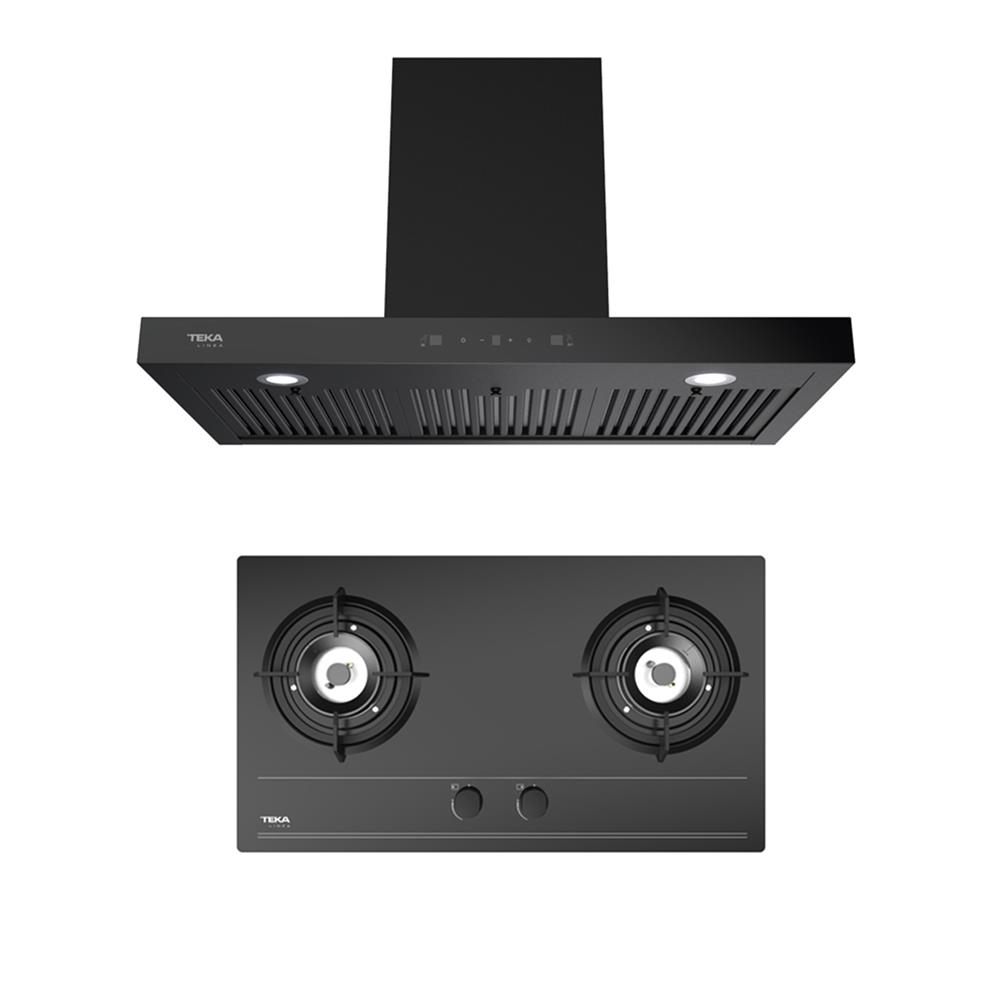 เตาฝัง+เครื่องดูดควัน LINEA GQ73 2G+LDH TC 90 BK