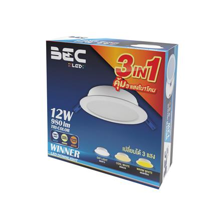 ดาวน์ไลท์ LED BEC WINNER 12W TRI-COLOR 5 นิ้ว 12 วัตต์ DAYLIGHT/COOL WHITE/WARM WHITE สีขาว_4