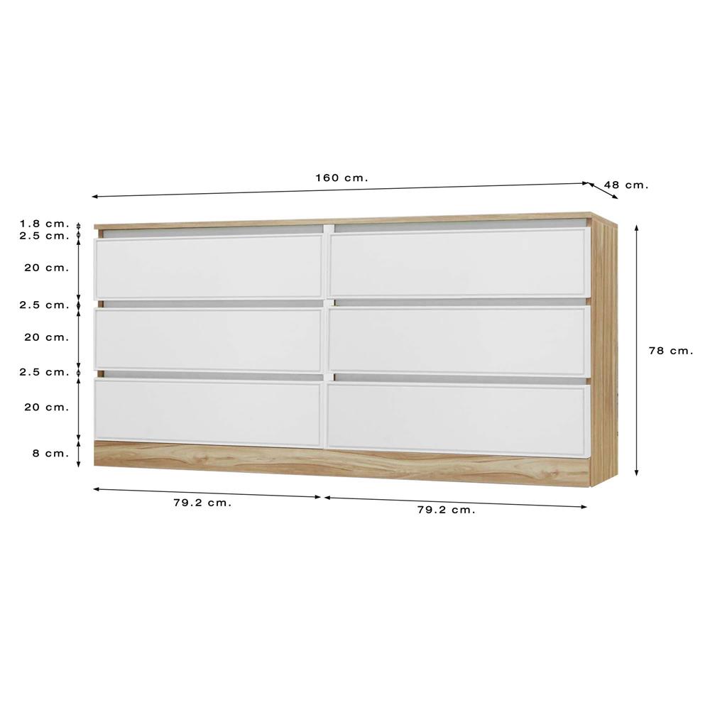 ตู้ลิ้นชัก 6 ลิ้นชัก BURO ANTARES LC160 DW สีอโรม่าโอ๊ค/ขาว