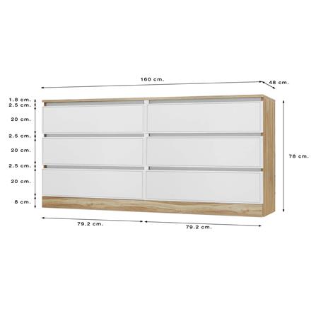 ตู้ลิ้นชัก 6 ลิ้นชัก BURO ANTARES LC160 DW สีอโรม่าโอ๊ค/ขาว_6