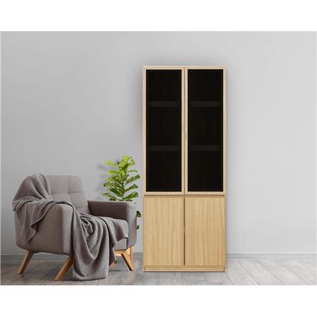 ตู้สูงบานเปิด BURO REVOLUTION HC75 75 ซม. สีเนเชอรัลแอช/กระจกดำ_5