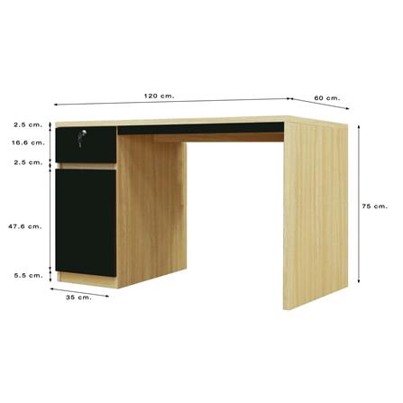 โต๊ะทำงาน BURO REVOLUTION DK120 LR 120 ซม. สีเนเชอรัลแอช/ดำ_6