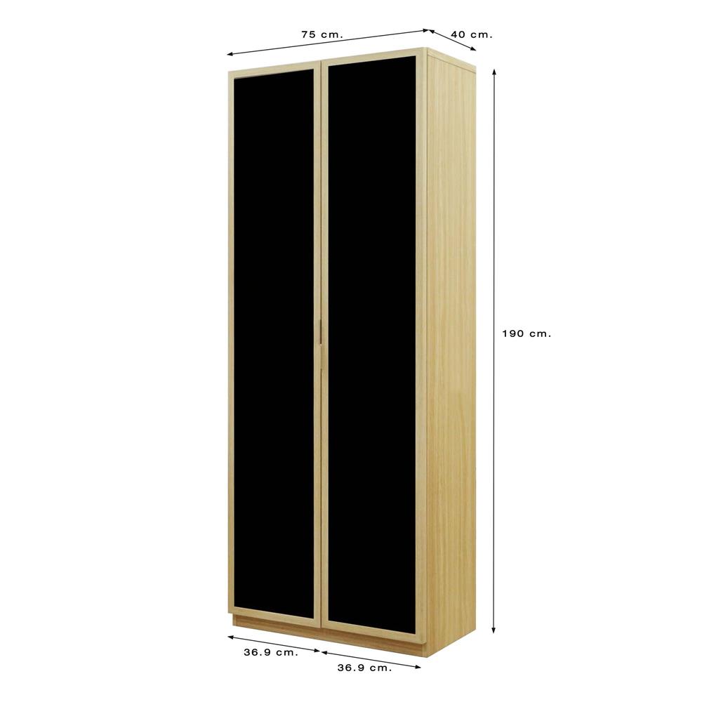 ตู้สูงบานเปิดกระจก BURO REVOLUTION HC75 75 ซม. สีเนเชอรัลแอช