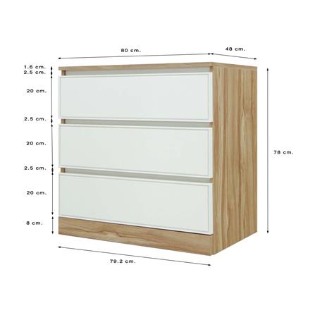 ตู้ลิ้นชัก 3 ลิ้นชัก BURO ANTARES LC80 DW สีอโรม่าโอ๊ค/ขาว_7