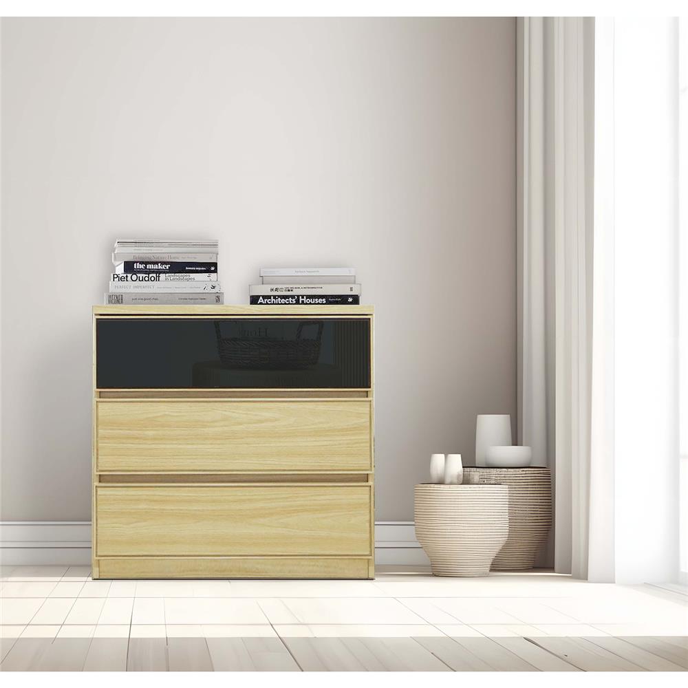 ตู้ลิ้นชัก 3 ลิ้นชัก BURO REVOLUTION LC80 DW สีเนเชอรัลแอช/ดำ