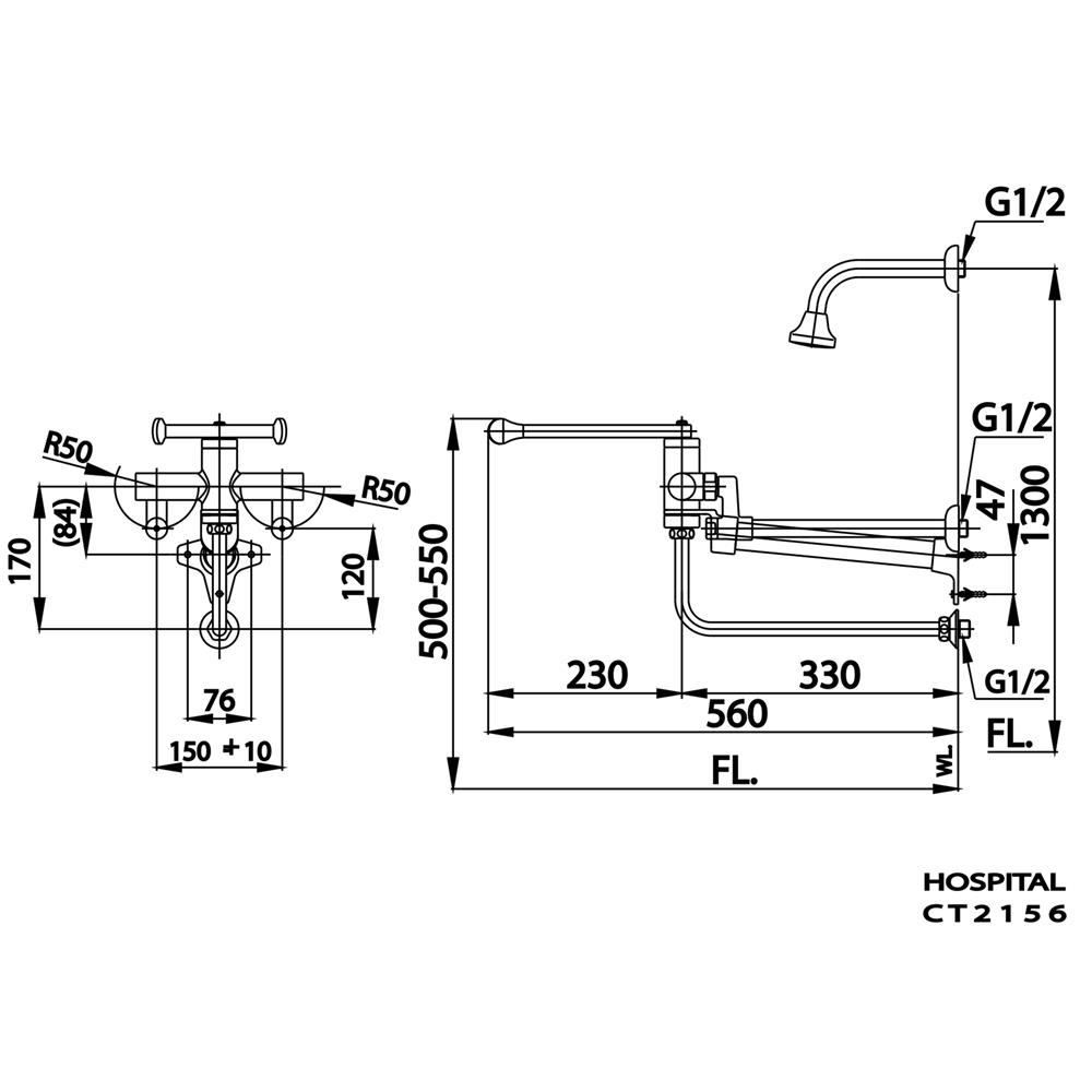 ก๊อกซิงค์ผสม COTTO CT2156 สีโครม