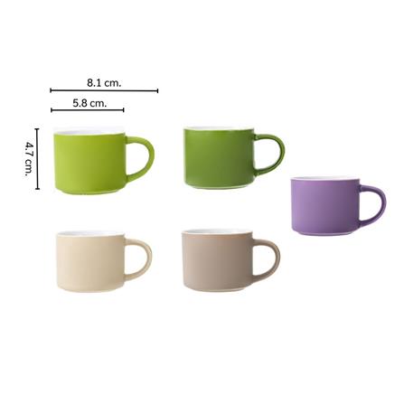 ชุดถ้วยหู PORCELAIN 80 มล. KECH TUBE 5 ใบ หลากสี_7