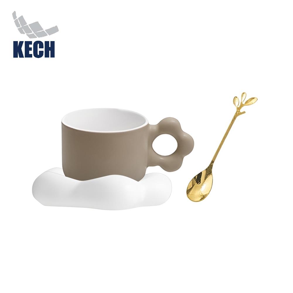 ชุดถ้วยกาแฟ PORCELAIN 250 มล. KECH FLOWER สีเทา_1