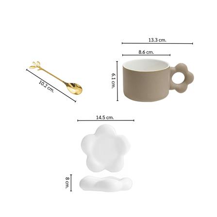 ชุดถ้วยกาแฟ PORCELAIN 250 มล. KECH FLOWER สีเทา_7