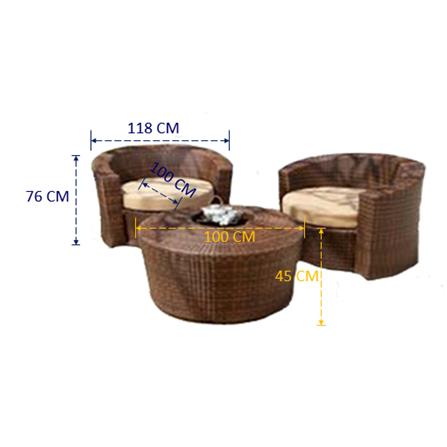 ชุดสนาม 2 ที่นั่ง IVY HUSTON SF004 สีน้ำตาล_3