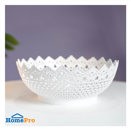 ตะกร้าพลาสติกกลมลายฉลุ KECH EAZY สีขาว_4