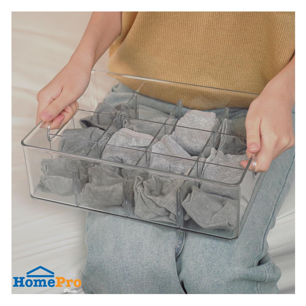 กล่องจัดเก็บผ้า 12 ช่อง PLIM KLEAR 23.7x31.6x9.7 ซม. สีใส