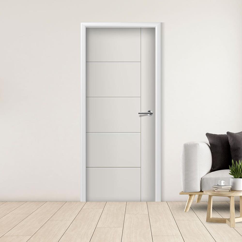 ประตูภายใน HDF METRO LINEA 05 90X200 ซม. สีรองพื้น ไม่เจาะลูกบิด