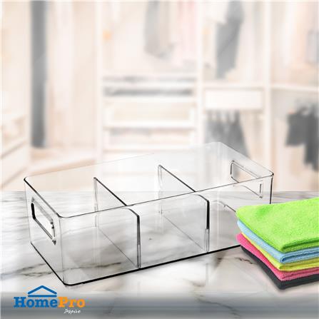 กล่องจัดเก็บผ้า 3 ช่อง PLIM KLEAR 15x30.5x10 ซม. สีใส_4
