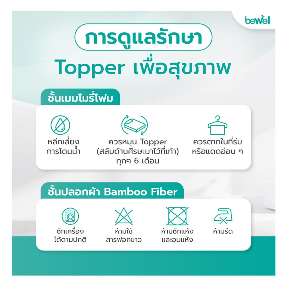 แผ่นรองนอน 3.5 ฟุต BEWELL HEALTHY TOPPER MEMORY FOAM