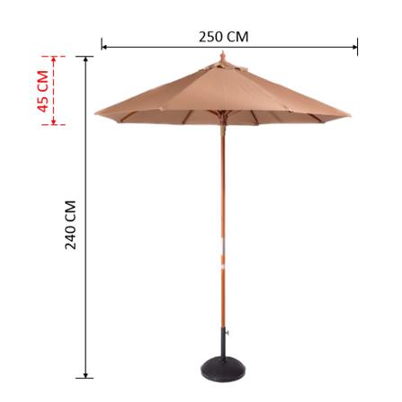 ร่มสนามกลม IVY WOOD 2.5 ม. สีน้ำตาล_3
