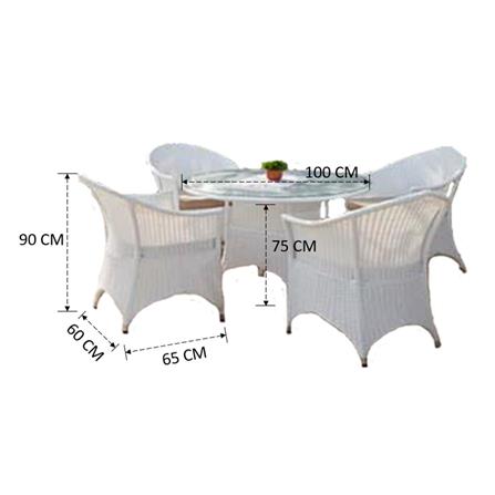 ชุดสนาม 4 ที่นั่ง IVY VERGINIA DN001 สีขาว_2