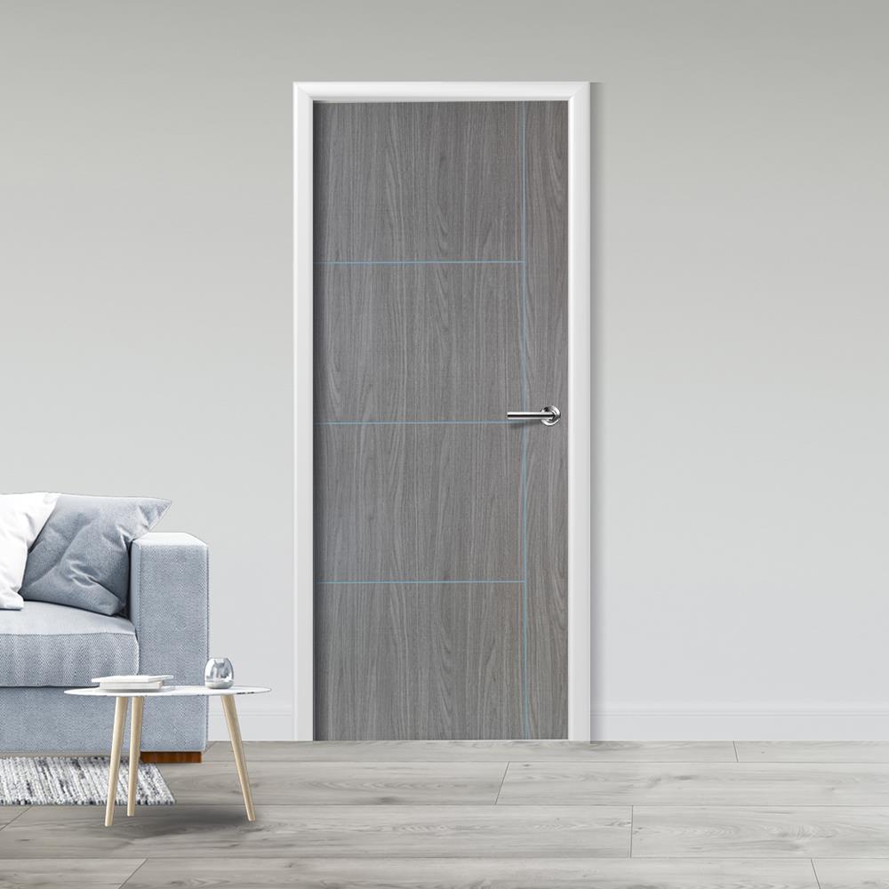 ประตูภายในเมลามีน เซาะร่อง METRO MD556 80X200 ซม. สี COMBI GREY