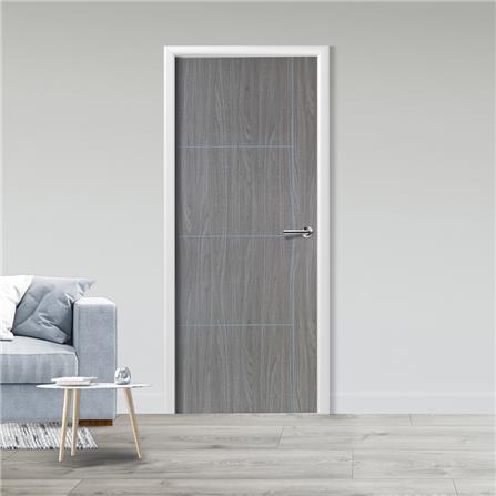 ประตูภายในเมลามีน เซาะร่อง METRO MD556 80X200 ซม. สี COMBI GREY_2