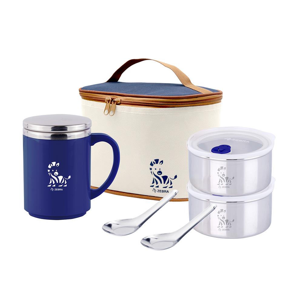 ชุดกล่องอาหาร พร้อมกระเป๋า ZEBRA JOLLY ROYAL BLUE