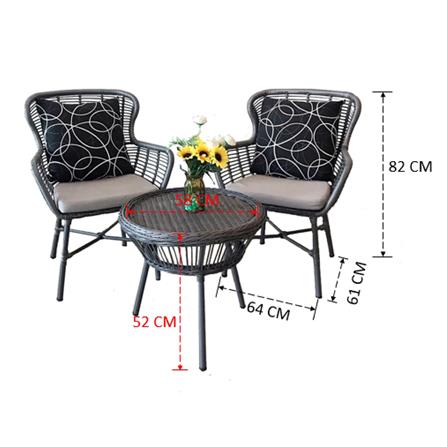 ชุดสนาม 2 ที่นั่ง IVY LV025 NORWAY COFFEE SET สีเทา_2