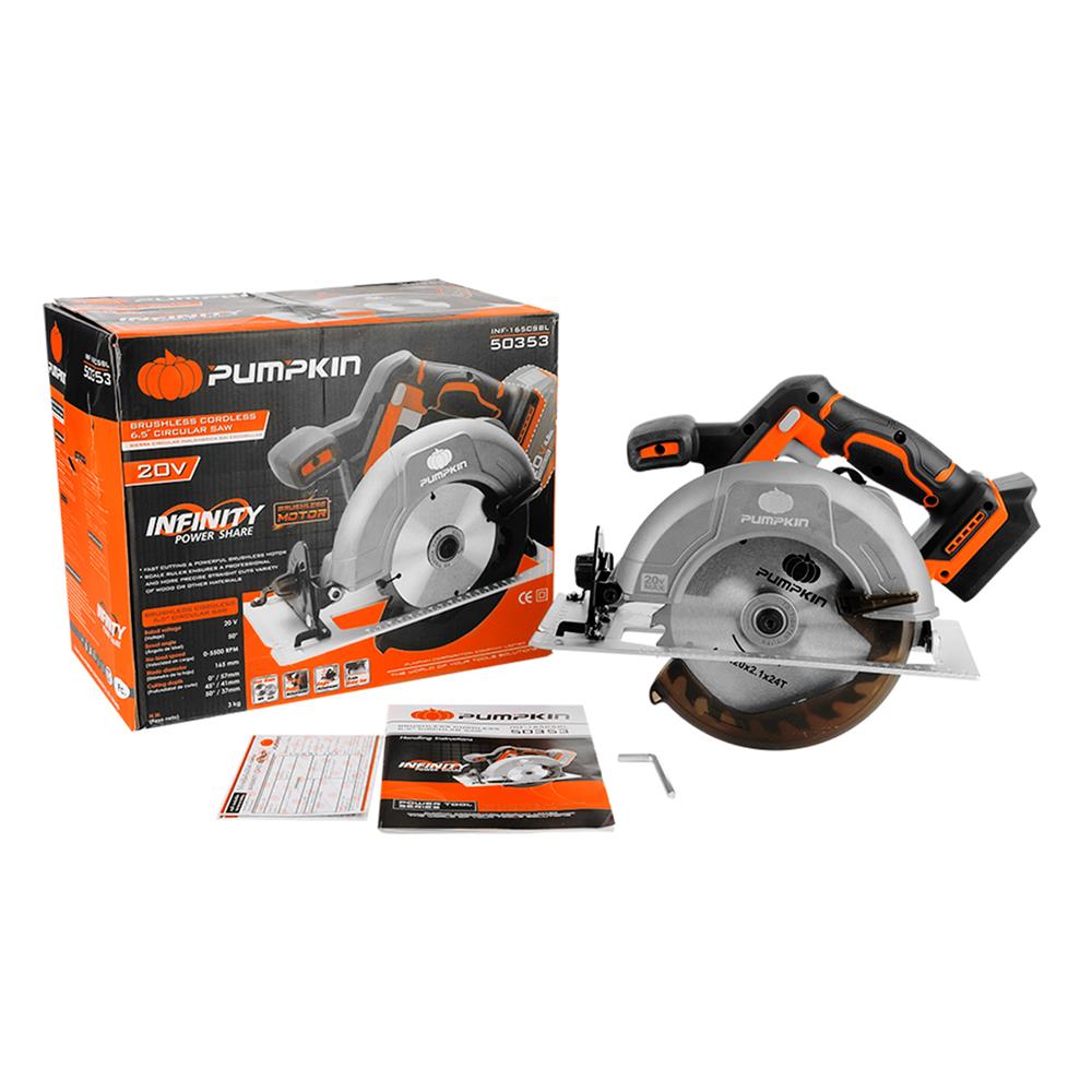 เครื่องเลื่อยวงเดือนไร้สาย (เฉพาะตัวเครื่อง) PUMPKIN INF-165CSBL 6.5 นิ้ว 20 โวลต์