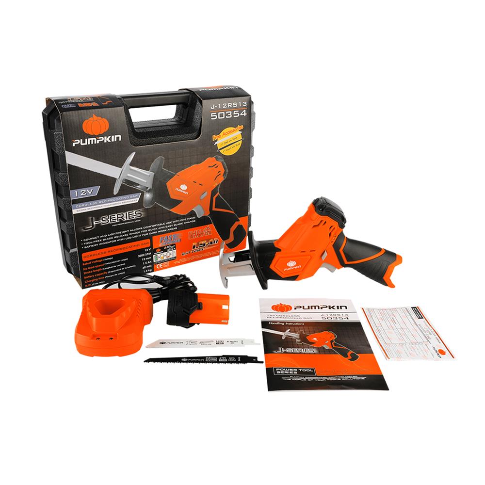 เลื่อยชักไร้สาย (พร้อมแบตเตอรี่) PUMPKIN J-12RS13 12 โวลต์