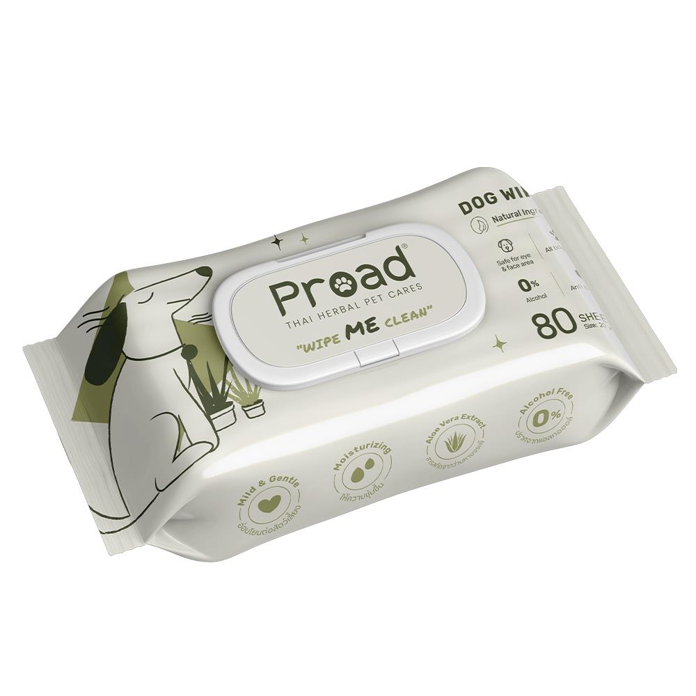 ผ้าเช็ดทำความสะอาดสำหรับสุนัข PROAD WIPE ME CLEAN 80 แผ่น