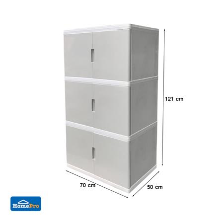 ตู้บานเปิด 3 ชั้น STACKO S5 VID 70x50x121 ซม. สีเทา_4