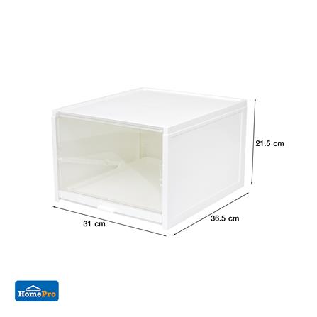 กล่องรองเท้าถาดเลื่อน STACKO DRAWER 31x36.2x21.5 ซม. สีขาว_8