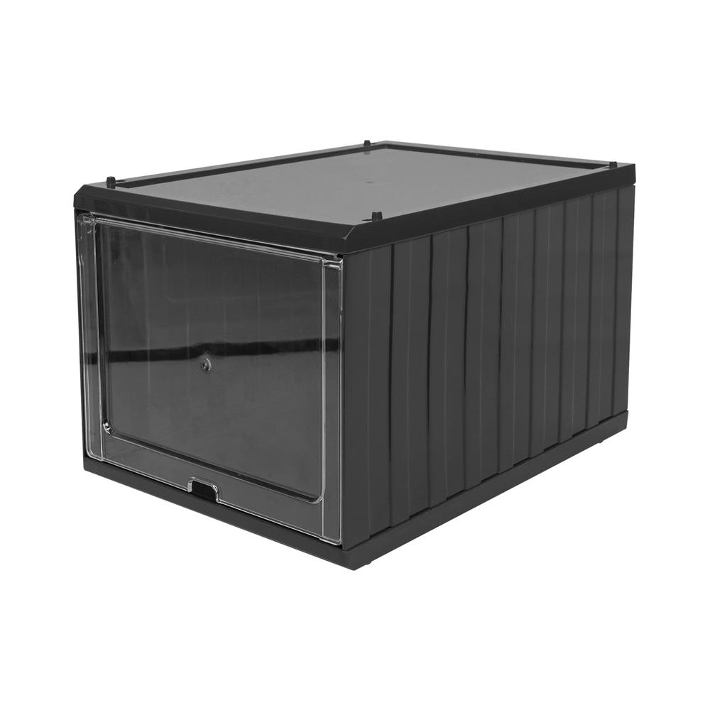 กล่องรองเท้าฝาสไลด์ STACKO CONTAINER 25x35x21.5 ซม. สีดำ_1
