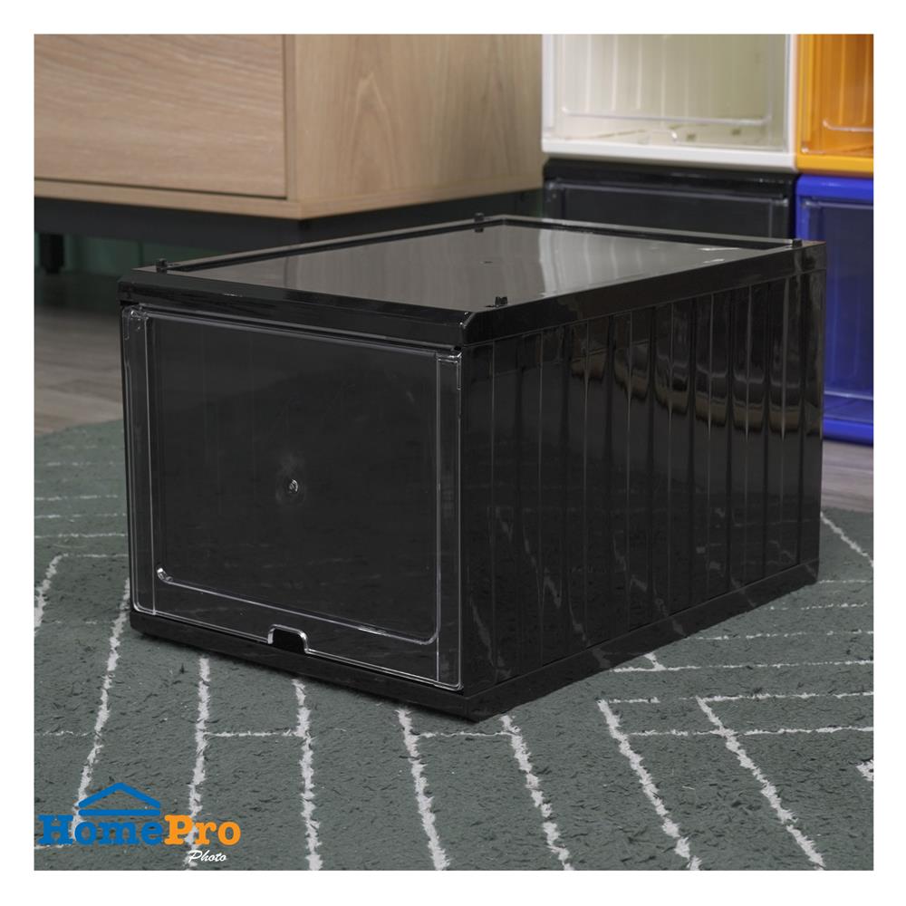 กล่องรองเท้าฝาสไลด์ STACKO CONTAINER 25x35x21.5 ซม. สีดำ