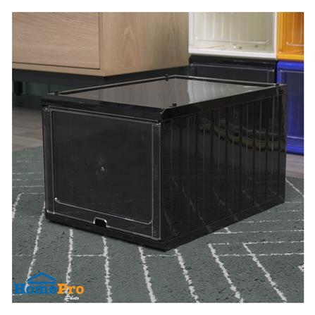 กล่องรองเท้าฝาสไลด์ STACKO CONTAINER 25x35x21.5 ซม. สีดำ_4
