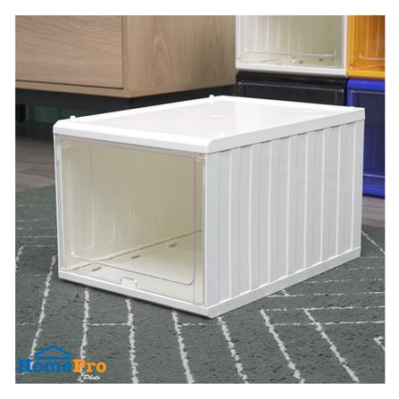 กล่องรองเท้าฝาสไลด์ STACKO CONTAINER 25x35x21.5 ซม. สีขาว_4