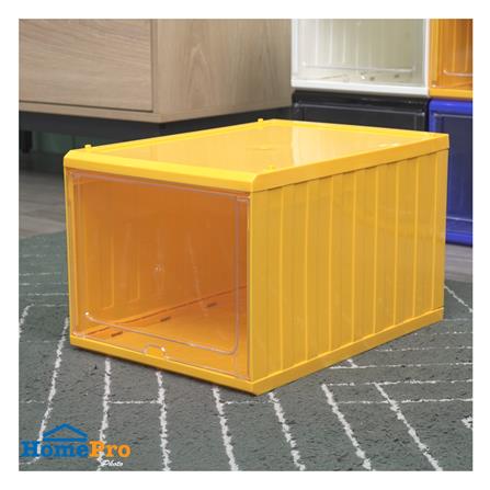กล่องรองเท้าฝาสไลด์ STACKO CONTAINER 25x35x21.5 ซม. สีเหลือง_4