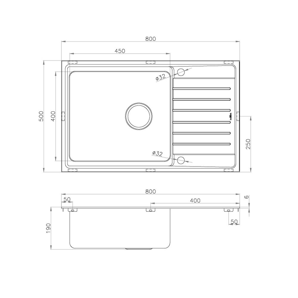 ซิงค์ฝัง 1 หลุม 1 ที่พัก MEX ELB80BM สีเงิน