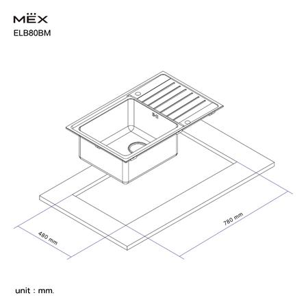 ซิงค์ฝัง 1 หลุม 1 ที่พัก MEX ELB80BM สีเงิน_8