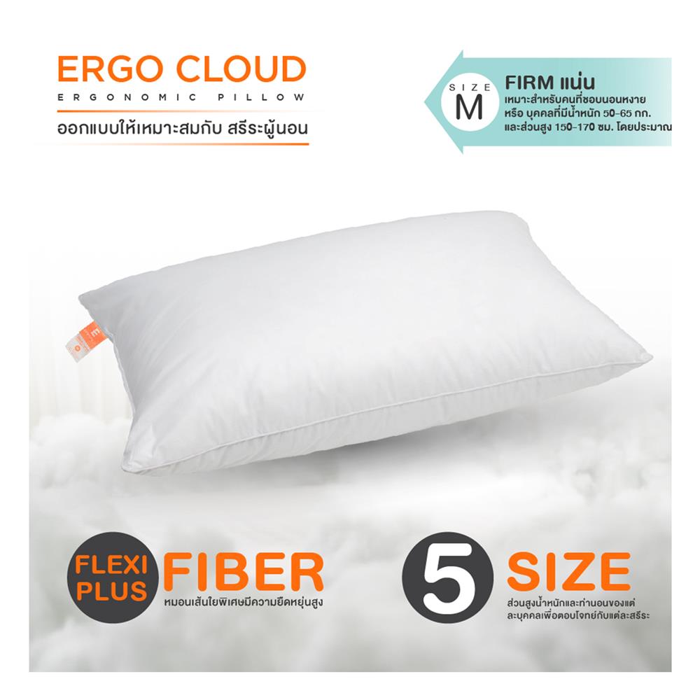 หมอนหนุน ใยสังเคราะห์ ERGOTREND ERGO CLOUD-M FIRM 73x48x15 ซม. สีขาว